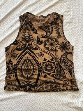 Sheer mesh mandala crop top